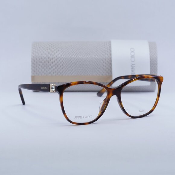 Jimmy Choo JC318/G 0086 00 Square 54mm Eyeglasses - Havana - Picture 2 of 11